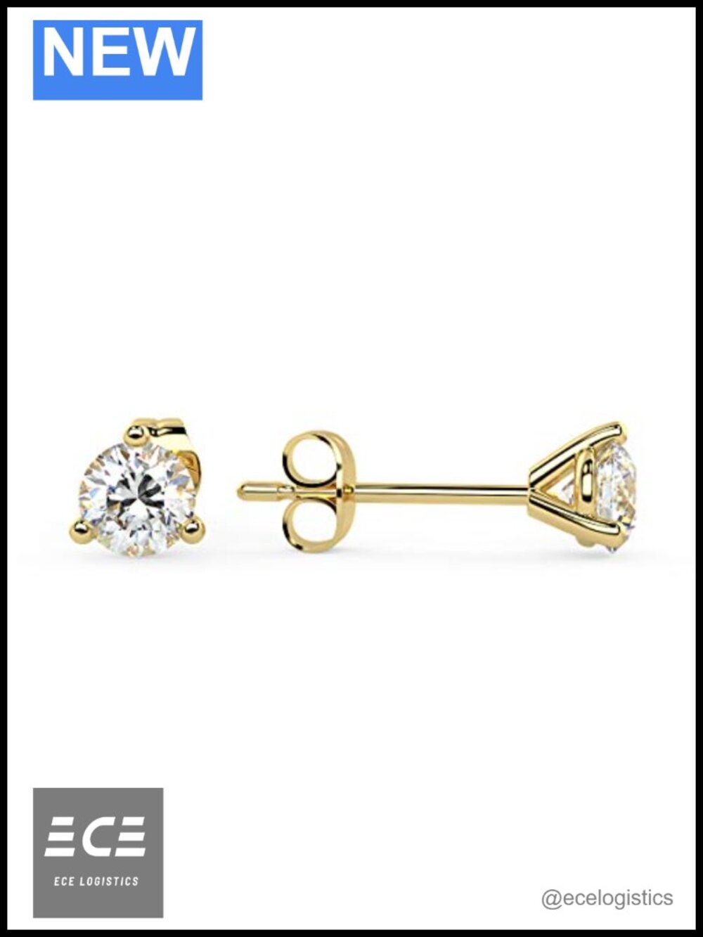 Lab Grown Diamond Round Stud Earrings 14K Yellow Gold 0.66 Carat